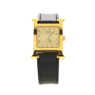 Hermes Heure H Quartz Watch Plated Metal and Leather 21