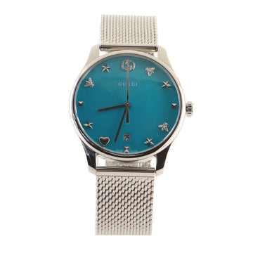 Gucci G-Timeless Charm Quartz Watch Stainless Steel with Mother of Pearl 36