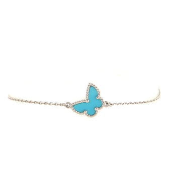 Van Cleef & Arpels Sweet Alhambra Butterfly Bracelet 18K White Gold and Turquoise