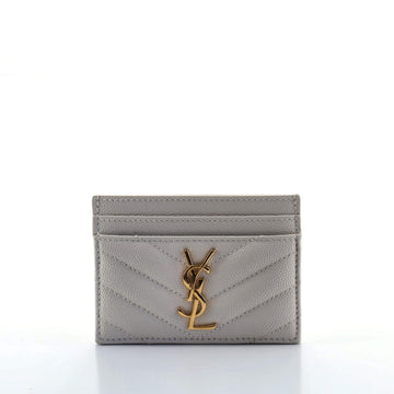 Saint Laurent Classic Monogram Card Holder Matelasse Chevron Leather