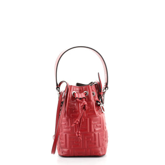 Fendi Mon Tresor Bucket Bag Zucca Embossed Leather Mini