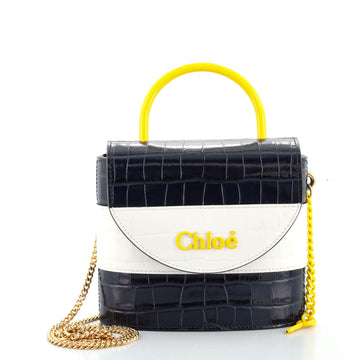 Chloe Aby Lock Bag Crocodile Embossed Leather Small