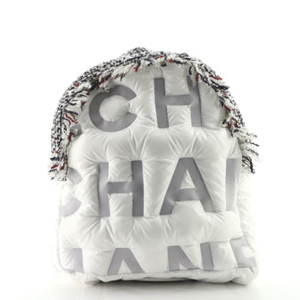 Chanel Doudoune Backpack Embossed Nylon with Tweed Medium