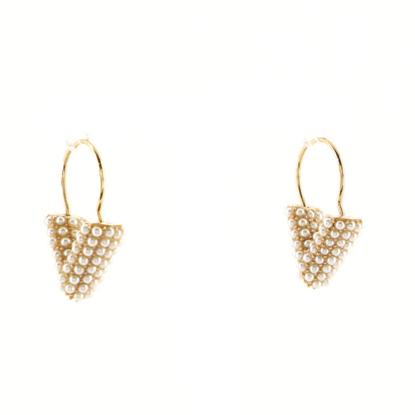 Louis Vuitton Silver Metallic Faux Pearl Hoop Earrings Silvery Golden  ref.122923 - Joli Closet