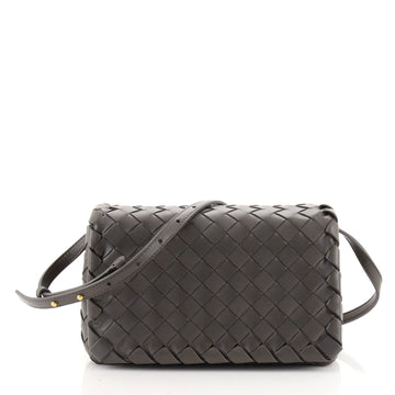 Bottega Veneta Full Flap Crossbody Bag Intrecciato Leather Small