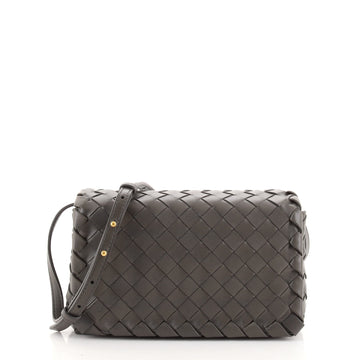 Bottega Veneta Full Flap Crossbody Bag Intrecciato Leather Small