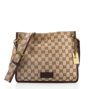 Gucci Vintage Flat Messenger Bag GG Canvas Medium