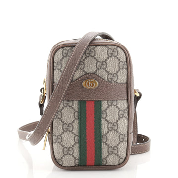 Gucci Ophidia Double Zip Crossbody Bag GG Coated Canvas Mini