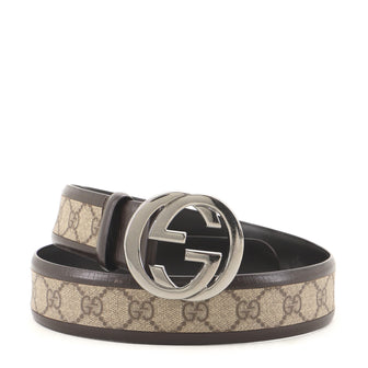 Gucci Interlocking G Belt GG Canvas with Leather Wide