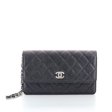 Chanel CC Flap Wristlet Clutch Quilted Iridescent Caviar
