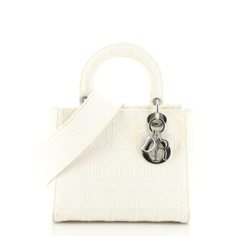 Christian Dior Lady D-Lite Bag Cannage Embroidered Canvas Medium