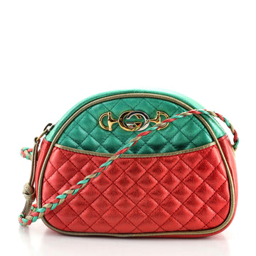 Gucci Trapuntata Camera Shoulder Bag Quilted Laminated Leather Mini