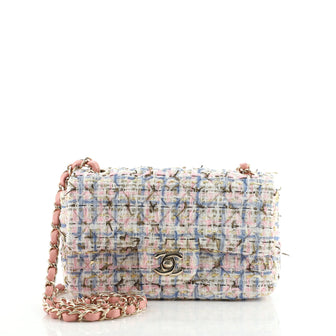 Chanel Classic Single Flap Bag Quilted Tweed and Ribbon Mini