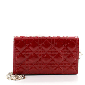 Christian Dior Lady Dior Wallet on Chain Pouch Cannage Quilt Patent Long