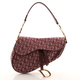 Christian Dior Vintage Saddle Bag Diorissimo Canvas Medium