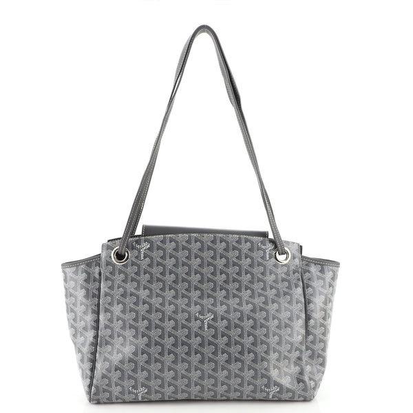 goyard rouette handbag grey canvas grey leather, with dust cover