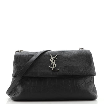 Saint Laurent West Hollywood Shoulder Bag Crocodile Embossed Leather Medium
