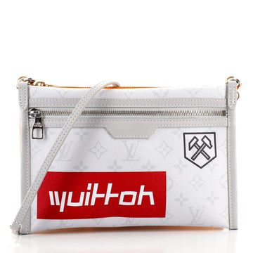 Louis Vuitton Double Flat Messenger Bag Limited Edition Logo Story Monogram Canvas and Denim