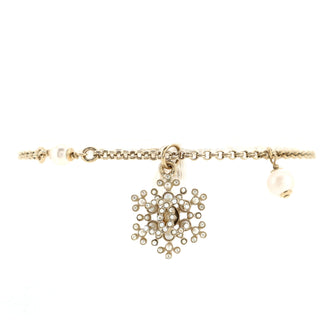 Chanel CC Snowflake Bracelet Metal with Crystals and Faux Pearls