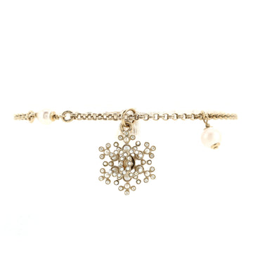Chanel CC Snowflake Bracelet Metal with Crystals and Faux Pearls