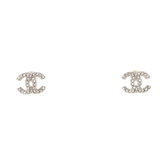 Chanel CC Stud Earrings Crystal Embellished Metal