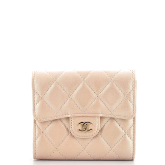 Chanel CC Compact Classic Flap Wallet Quilted Iridescent Lambskin