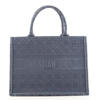 Christian Dior Book Tote Cannage Embroidered Canvas Small