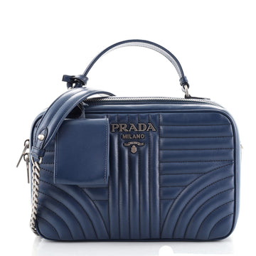 Prada Zip Around Top Handle Bag Diagramme Quilted Leather Medium