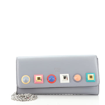Fendi Continental Wallet on Chain Studded Leather