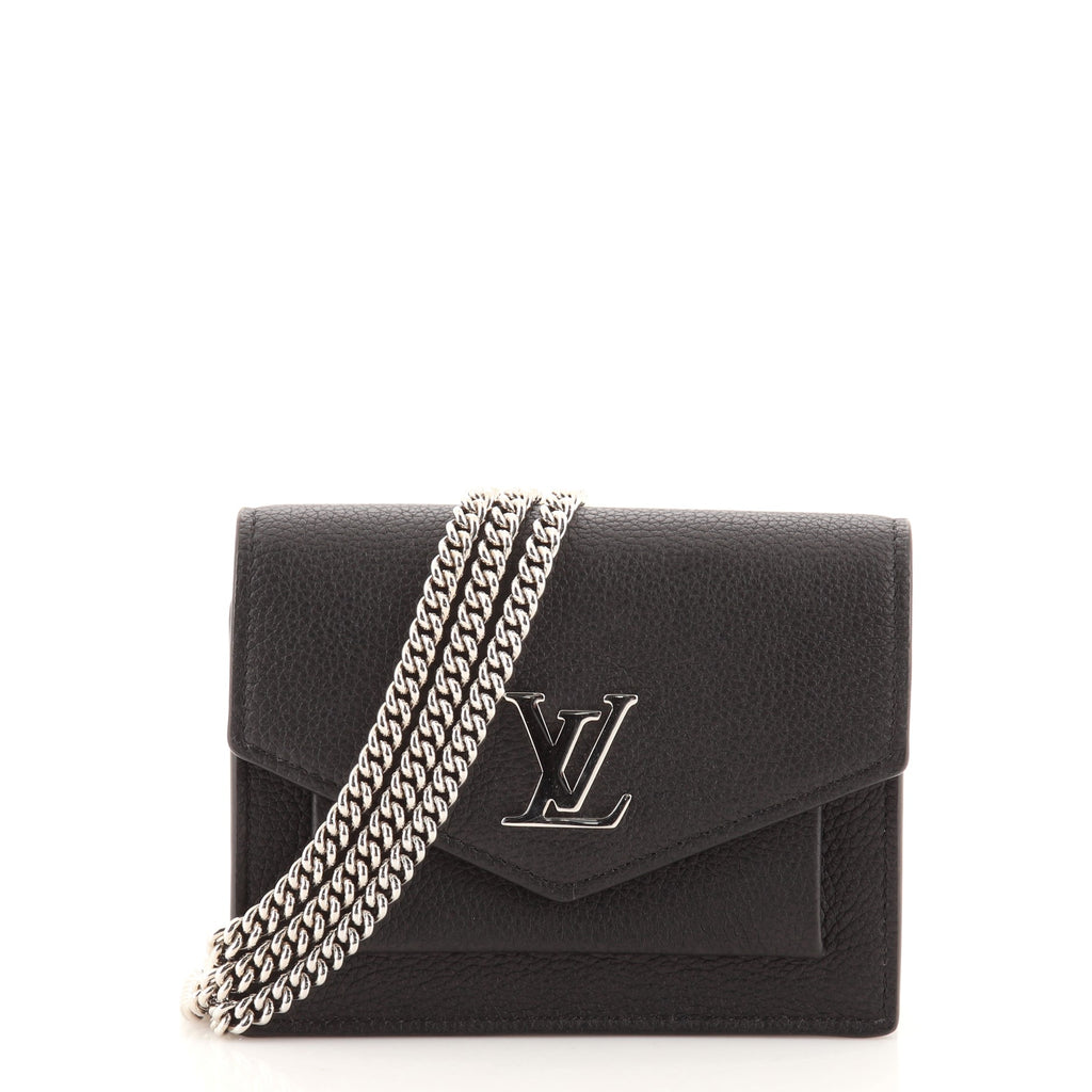 Louis Vuitton Mylockme Chain Pochette Leather Mini Black 95258242
