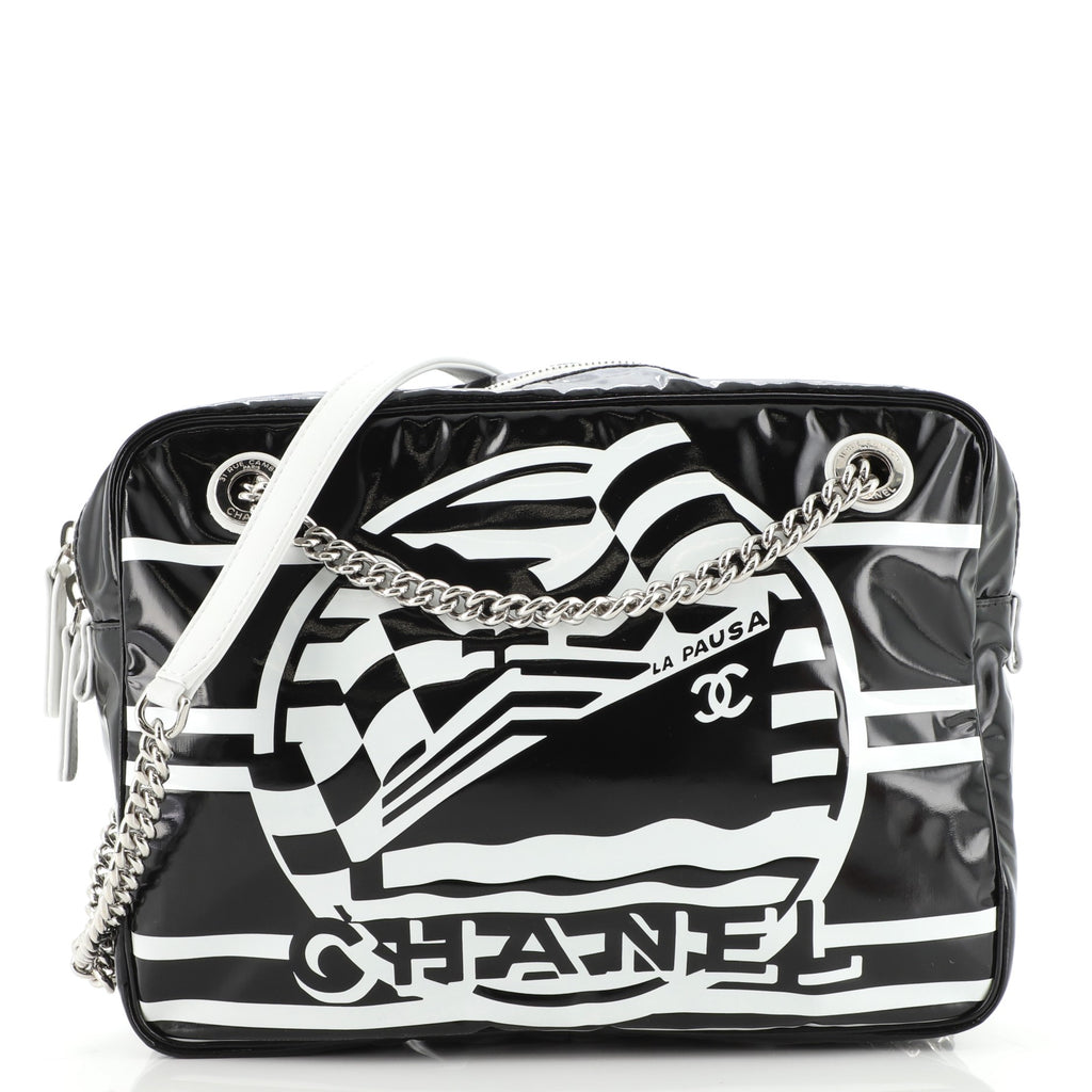 Chanel La Pausa Bay Camera Case Bag Printed Vinyl Small Black 9525827