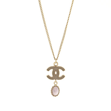 Chanel CC Drop Pendant Necklace Metal with Enamel and Glass