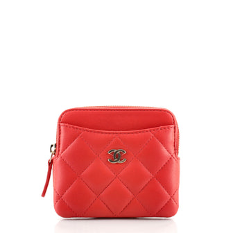 Chanel Square Zip Around Wallet Quilted Lambskin