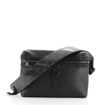 Louis Vuitton Messenger Bag Dark Infinity Leather with Monogram Eclipse Glaze Canvas PM