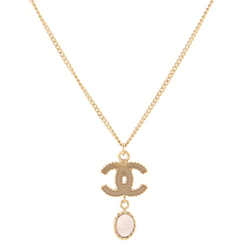 Chanel CC Drop Pendant Necklace Metal with Enamel and Glass