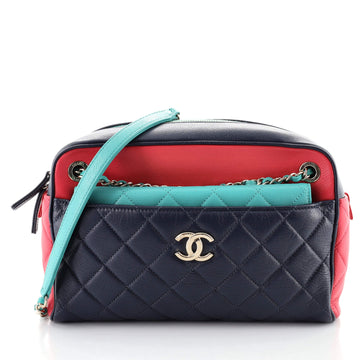 Chanel Tricolor CC Front Pocket Camera Case Quilted Goatskin Medium