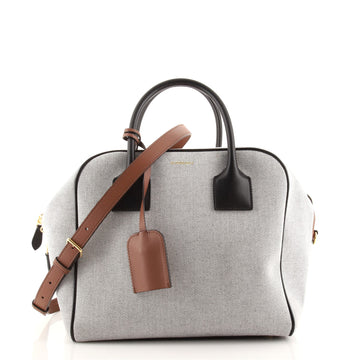 Burberry Logo Cube Bag Leather and Canvas Medium