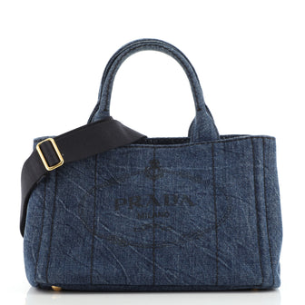Prada Canapa Convertible Tote Denim Mini