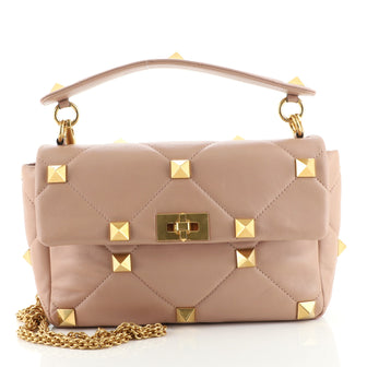 Valentino Roman Stud Flap Bag Quilted Leather Large