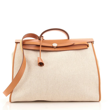 Hermes Herbag Zip Leather and Toile 39