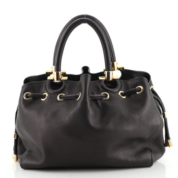 Salvatore Ferragamo Gancio Drawstring Tote Bag Leather Medium