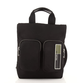 Prada Logo Patch Double Pocket Backpack Tessuto Large