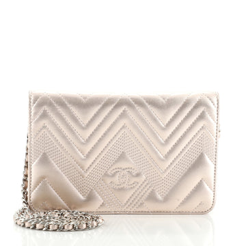Chanel Wallet on Chain Chevron Metallic Calfskin