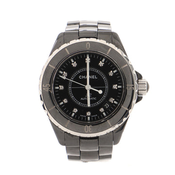 Chanel J12 Automatic Watch Ceramic and Stainless Steel with Diamond Markers 38
