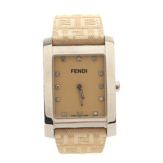 Fendi 7000G Quartz Watch Stainless Steel with Zucchino Canvas and Diamond Markers 27