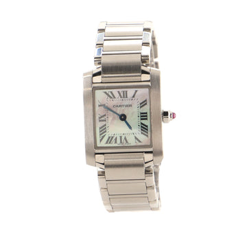 Cartier Tank Francaise Quartz Watch Stainless Steel with Mother of Pearl 20