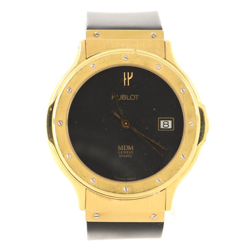 Hublot MDM Quartz Watch 18K Yellow Gold and Rubber