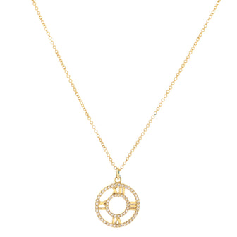 Tiffany & Co. Atlas Open Medallion Pendant Necklace 18K Yellow Gold with Diamonds Small