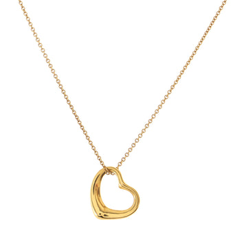 Tiffany & Co. Elsa Peretti Open Heart Pendant Necklace 18K Yellow Gold 16mm