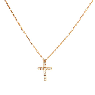Cartier Cross Pendant Necklace 18K Rose Gold with Diamonds
